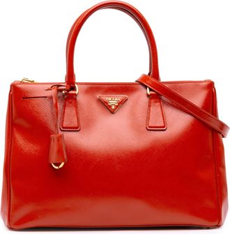 Prada Pre-owned Womens Galleria Tote Bag - Red Leather - One Size