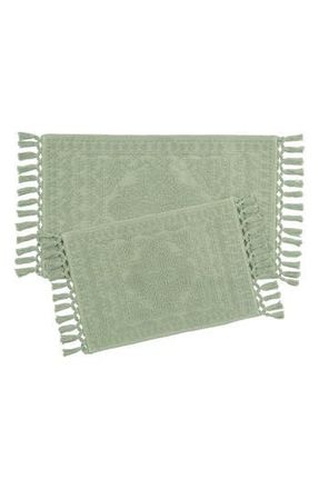French Connection Nellore Fringe 2-Piece Bath Rug in Sage Green at Nordstrom Rack