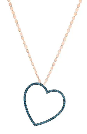 Lana Jewelry Denim Blue Diamond Open Heart 14K Gold Pendant Necklace in Yellow Gold at Nordstrom, Size 18