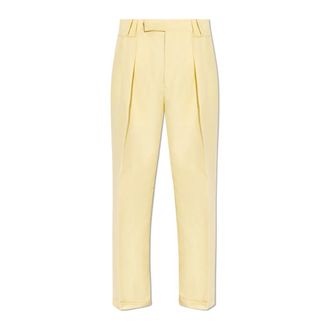 Versace Crisp Crease Broeken - Heren - Nette broeken - Geel - L - Wol - Broeken