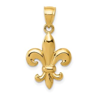Diamond2Deal 14k Yellow Gold Polished Fleur de Lis Pendant
