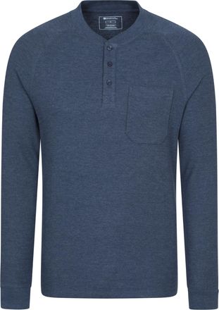 Mountain Warehouse Selby Mens Waffle Henley Tee - Cotton Lightweight Shirt - Autumn Winter Walking & Outdoors Navy 2XL