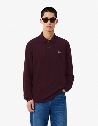 Lacoste Mens Lacoste Original L.12.12 Mens Long Sleeve Cotton Polo Shirt - Chestnut Brown 3KE - Red - Size: 40