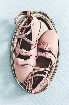 Maeve Moto Strap Studded Ballet Flats