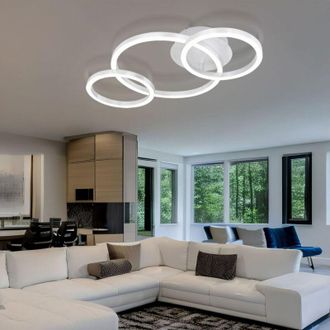 Globo Lighting Plafoniera di design lampada da soffitto lampada da soggiorno, 3 anelli, alluminio acrilico, 1250 lumen 24 watt led 3000 Kelvin, LxPxA 55 x