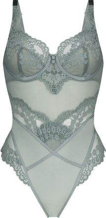 Hunkem&ouml;ller Amanza Underwire Thong Bodysuit in Lead at Nordstrom, Size 32
