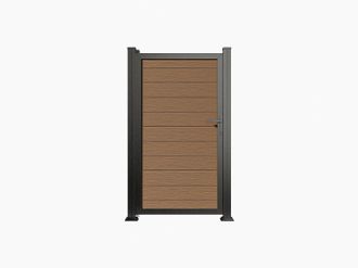 Vente-Unique Cancello Battente Pieno In Legno Composito - L100 X H183 Cm - Naturale Scuro - Senzio