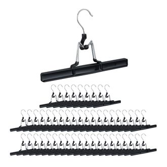 Relaxdays Pack De 50 Perchas Pantalones Y Faldas, Metal Y Pvc, 15.8 X 26 X 3 Cm, Negro