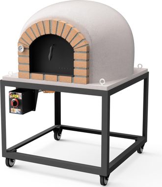 Movelar Horno De Le&ntilde;a Exterior De Obra Stromboli (blanco - 80 X 80 X 152 Cm) - Horno Compacto De Le&ntilde;a Para Exteriores, Aislamiento Con Corcho, Cocci&oacute;n Eficien