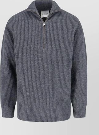 Closed high collar long sleeve knit sweater