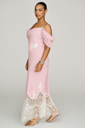 Bl^nk London Satin Off-Shoulder Lace Midi Dress