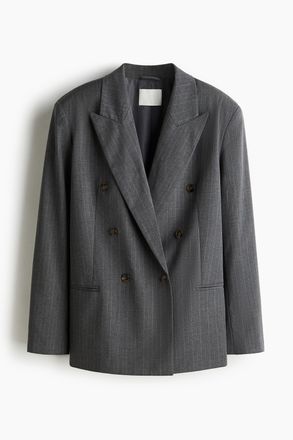 H&M Zweireihiger Blazer - Grau/Nadelstreifen