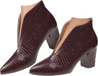 Generic Boots For Women uk Womens Ankle Boots Patent Leather Split Pattern Slip-On Pointed Toe Retro Low Kitten Heel Breathable Lightweight with for Women Cou