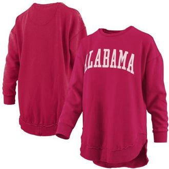 Pressbox Womens Pressbox Crimson Alabama Crimson Tide Melange Poncho Vintage Fleece Long Sleeve Pullover Sweatshirt at Nordstrom, Size Medium