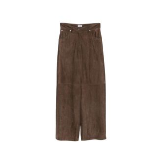 Brunello Cucinelli Suede Wide-leg Trousers