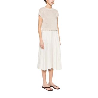 PESERICO Peserico, Midi Dresses, female, Beige, Size: L Bi-material Cotton Midi Dress