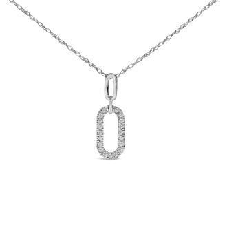 House of Brilliance 14K White Gold Diamond Accent Paperclip Pendant Necklace