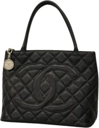 Chanel Pre-owned Handbags, female, Black, Size: ONE SIZE Pre-owned Vintage Tote Bag