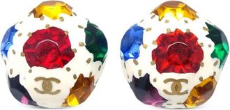 Chanel 1998 CC rhinestone-embellished clip-on earrings - women - Gold Plated/Acrylic - One Size