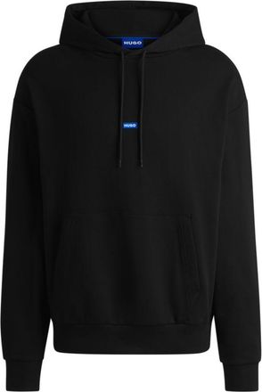 HUGO BOSS Cotton-terry hoodie with blue logo label