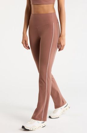 Zella Studio Luxe Piped Bootcut Leggings in Brown Nutmeg at Nordstrom, Size X-Small