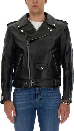 Alexander McQueen Black Solid Biker Jackets