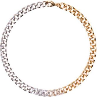 Maje Two-tone rhinestone link necklace in Golden /Silver at Nordstrom