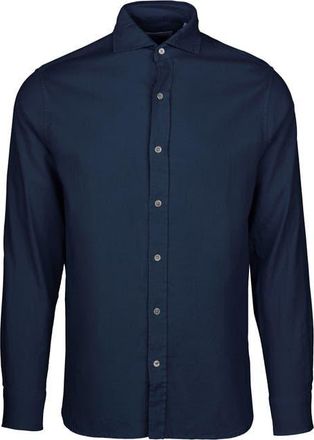 Swims Santorini Stretch Linen & Cotton Button-Up Shirt in Navy at Nordstrom, Size Xx-Large