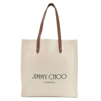 Jimmy Choo London Beige Canvas Tote Bag (Pre-Owned)