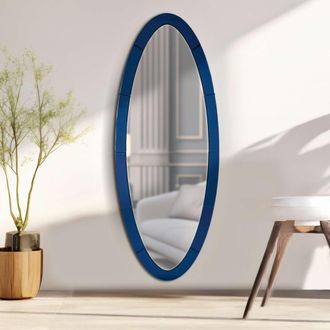 Dmora Espejo Trakai, Forma Ovalada, Tipo De Pared, Estructura Transparente, 55x150h Cm Azul