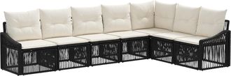 vidaXL Conjunto De Sof&aacute;s De Jard&iacute;n 7 Uds. Negro Rat&aacute;n Sint&eacute;tico Vidaxl