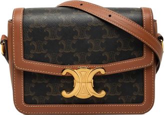 Celine Pre-owned Celine Teen Triomphe Coated Canvas and Calfskin Triomphe Crossbody Unisex Z4XGNM80XEFCIHLO