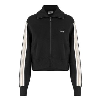 Autry Sweatshirt van viscosemix met rits en zijstrepen - Dames - Vesten met rits - Zwart - XS - Nylon - Hoodies & sweatvesten