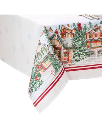Elrene Storybook Christmas Village Holiday Tablecloth