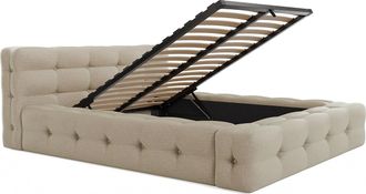 Pascal Morabito Canap&eacute; abatible capiton&eacute; 140 x 190 cm - Tela chin&eacute; - Beige - LERUCO de Pascal Morabito