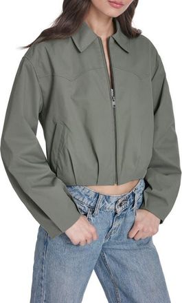 Levi's Crop Bubble Hem Bomber Jacket in Sage at Nordstrom, Size X-Large