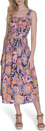 Eliza J Print Maxi Sundress in Blue/Pink/Orange Multi at Nordstrom Rack, Size 18 (Similar To 14W)
