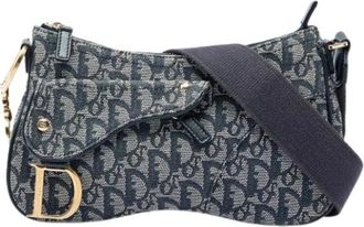 Dior Pre-owned Double Saddle Crossbody Bag - Dames - Vintage Schoudertas - Blauw - ONE Size - Leer - Vintage