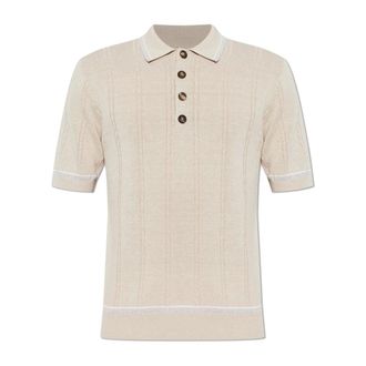 Eleventy Polo Shirts, male, Beige, Size: 2XL Polo Shirt With Decorative Weave