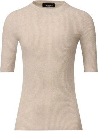 Fabiana Filippi Platinum Crewneck - Dames - Ronde hals truien - Beige - XS - Wol - Truien & Vesten