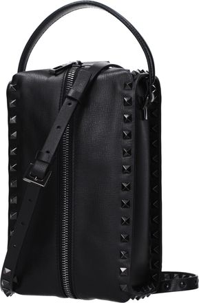 Valentino Garavani Mens Stud-Embellished Leather Clutch Black