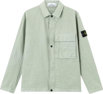 Stone Island Jassen, Heren, Groen, L, Nylon, -Look Nylon Panama-TC Overshirt