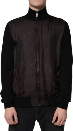 Dolce & Gabbana Black Logo Monogram Full Zip Bomber Mens Jacket