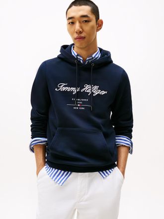Tommy Hilfiger Hoodie TOMMY HILFIGER SCRIPT LOGO HOODY, Herren, Gr. XXL, blau (desert sky), Sweatware, Obermaterial: 63% Baumwolle, 37% Polyester, regular fit h&uuml;ftla