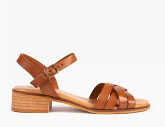 Penelope Chilvers Womens Heeled Shepherdess Leather Sandal In Tan