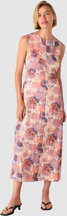 Whistles Sleeveless Floral Textured Midi Dress in Pink/multi at Nordstrom, Size 12
