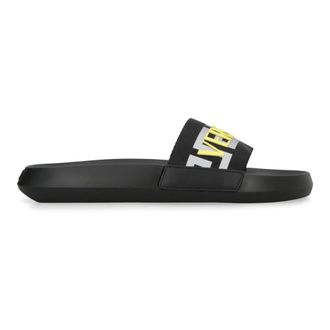 Versace Sliders, male, Black, Size: 12 US Logo detail rubber slides