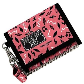 Saint Laurent Black Pink Nylon Wallet (Tri-Fold) (Pre-Owned)