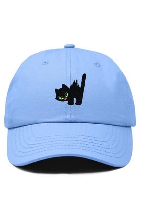 Dalix Blink Black Cat Dad Cap in Light Blue at Nordstrom