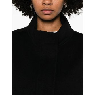 Glox Wool Double-Breasted Coat - Black